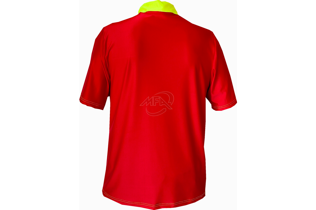 Tee-shirt de travail Pireneo RBT rouge et col jaune